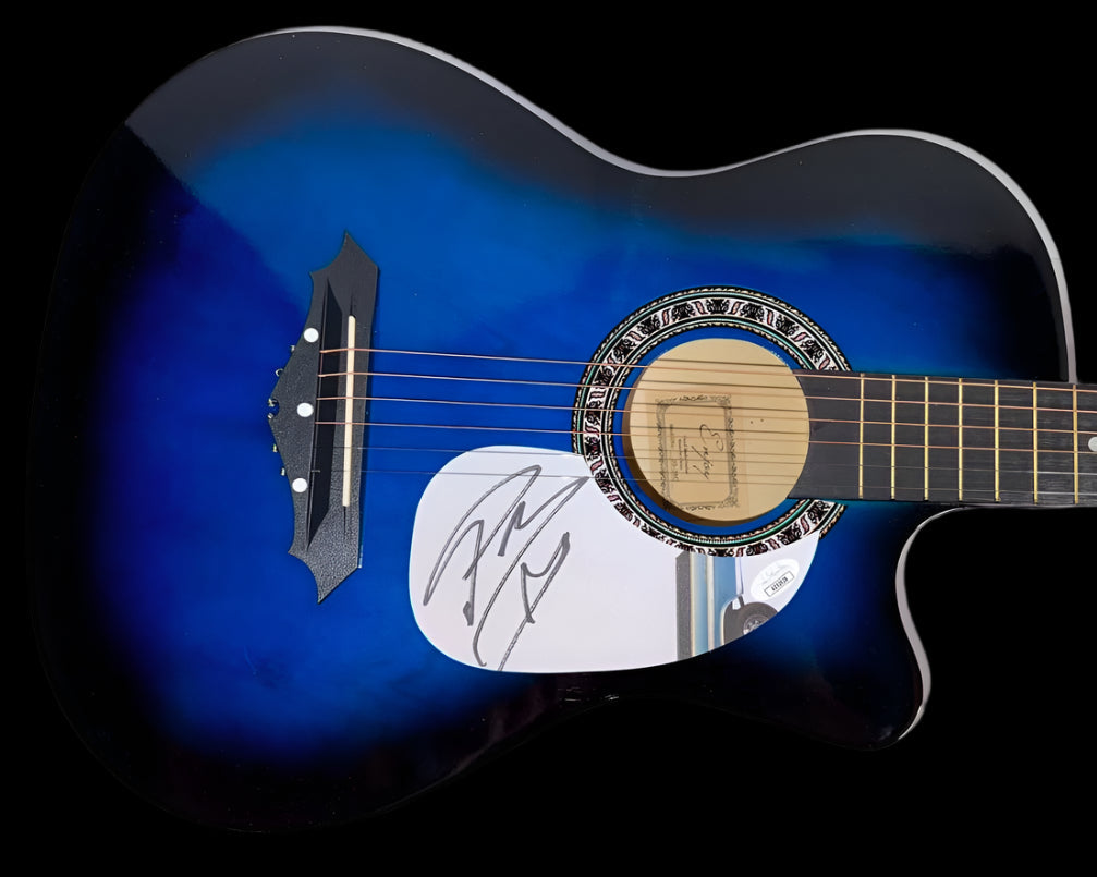 Post Malone Signed Blue/Black Guitar - JSA COA #01